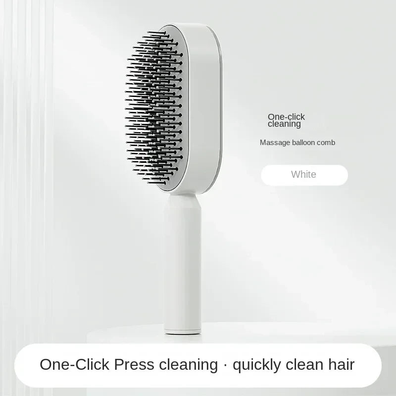 One-Click Self-Cleaning Hairbrush