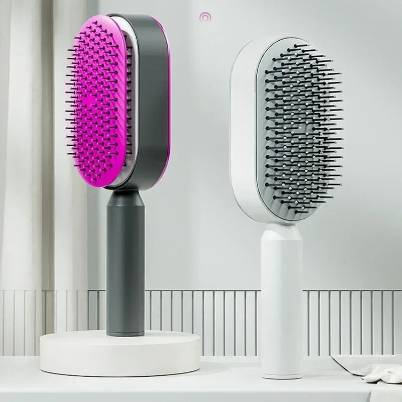 One-Click Self-Cleaning Hairbrush