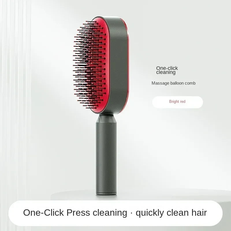 One-Click Self-Cleaning Hairbrush