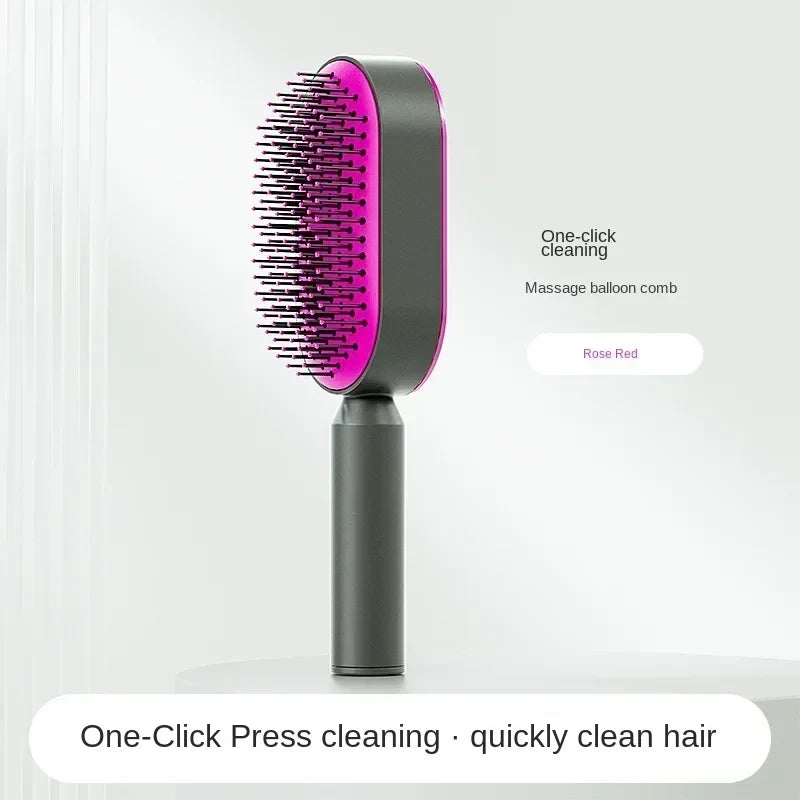 One-Click Self-Cleaning Hairbrush