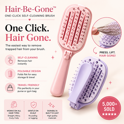 ⭐️⭐️⭐️⭐️⭐️ The Hair-Be Gone™ Self-Cleaning Brush | One-Click Hair Removal Detangling Brush