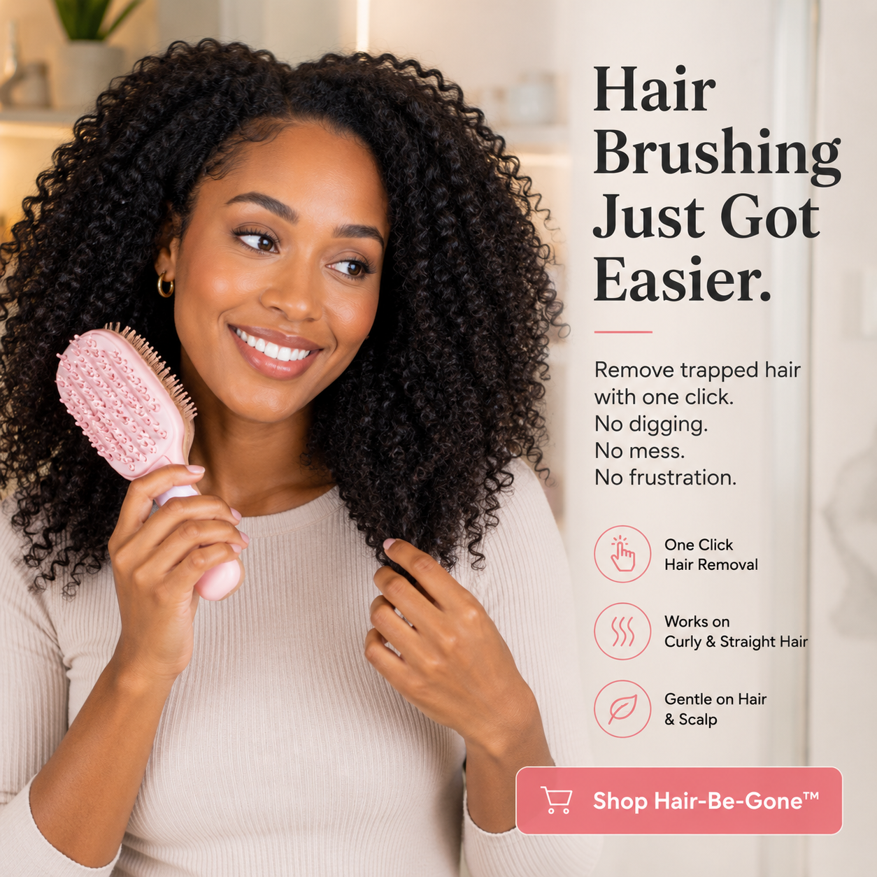 ⭐️⭐️⭐️⭐️⭐️ The Hair-Be Gone™ Self-Cleaning Brush | One-Click Hair Removal Detangling Brush